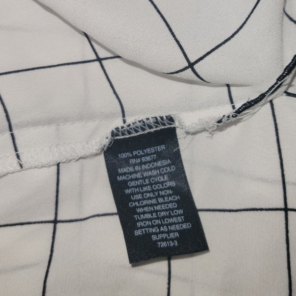 Worthington 3/4 Sleeve w Ties Medium V-Neck White Simple Stripe Polyester Sheer - Picture 12 of 13